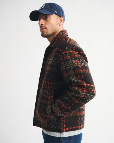 Abercrombie & Fitch Wool-blend Zip Jacket In Black