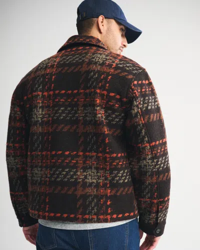 Abercrombie & Fitch Wool-blend Zip Jacket In Black