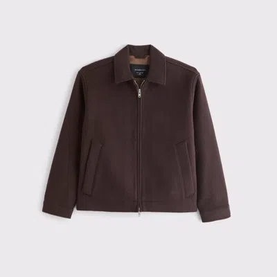 Abercrombie & Fitch Wool-blend Zip Jacket In Brown
