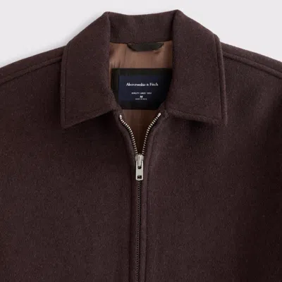 Abercrombie & Fitch Wool-blend Zip Jacket In Brown