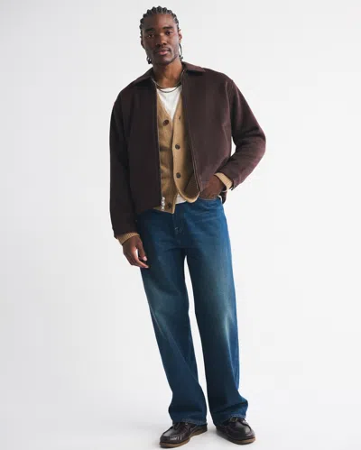 Abercrombie & Fitch Wool-blend Zip Jacket In Brown