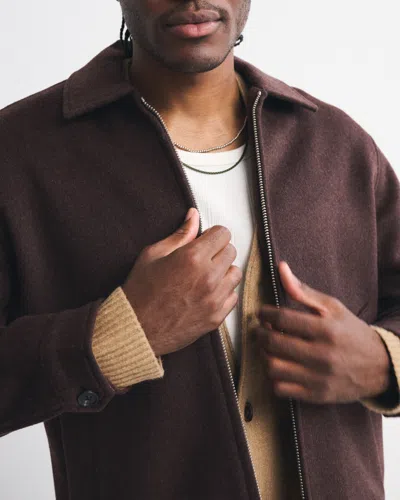 Abercrombie & Fitch Wool-blend Zip Jacket In Brown