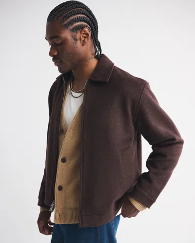 Abercrombie & Fitch Wool-blend Zip Jacket In Brown