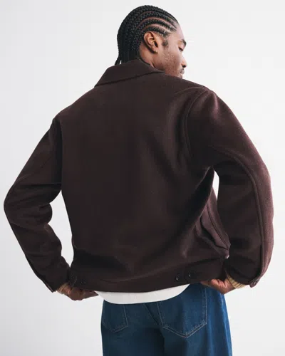 Abercrombie & Fitch Wool-blend Zip Jacket In Brown