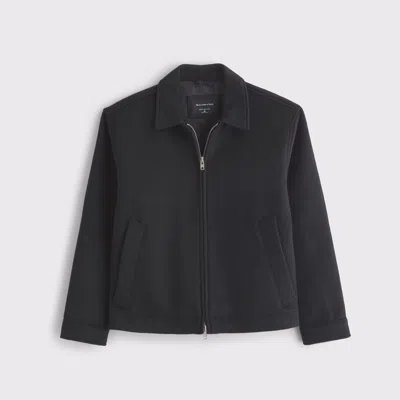 Abercrombie & Fitch Wool-blend Zip Jacket In Black