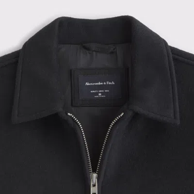 Abercrombie & Fitch Wool-blend Zip Jacket In Black