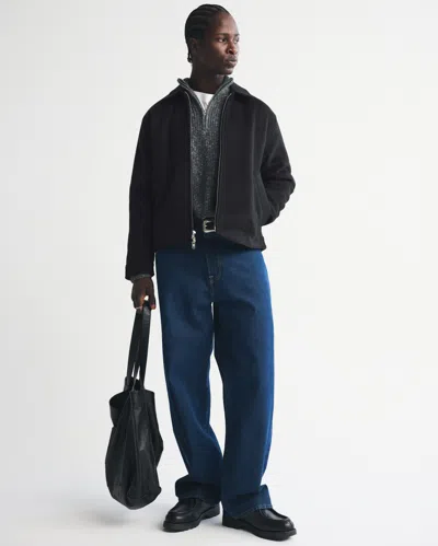 Abercrombie & Fitch Wool-blend Zip Jacket In Black