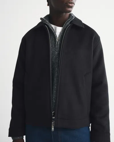Abercrombie & Fitch Wool-blend Zip Jacket In Black