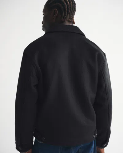 Abercrombie & Fitch Wool-blend Zip Jacket In Black