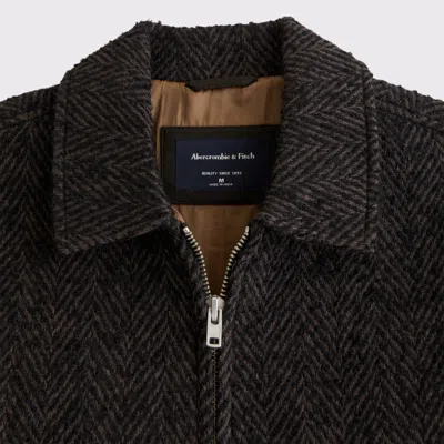 Abercrombie & Fitch Recycled Wool-blend Zip Jacket In Brown