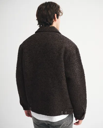 Abercrombie & Fitch Recycled Wool-blend Zip Jacket In Brown