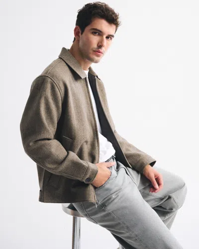 Abercrombie & Fitch Wool-blend Zip Jacket In Brown