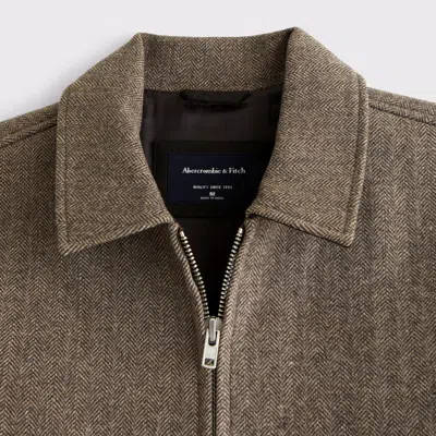Abercrombie & Fitch Wool-blend Zip Jacket In Brown