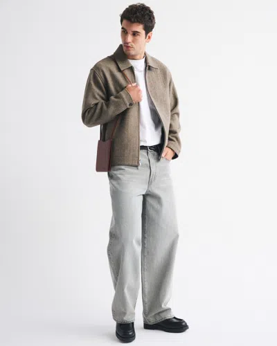 Abercrombie & Fitch Wool-blend Zip Jacket In Brown