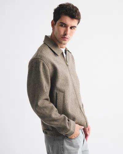 Abercrombie & Fitch Wool-blend Zip Jacket In Brown