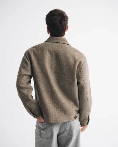 Abercrombie & Fitch Wool-blend Zip Jacket In Brown