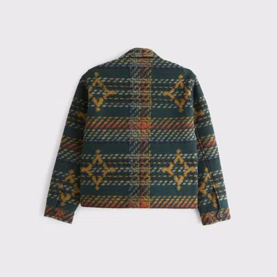 Abercrombie & Fitch Wool-blend Zip Jacket In Green