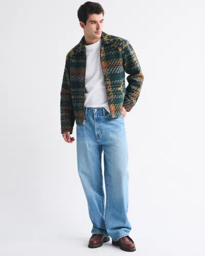 Abercrombie & Fitch Wool-blend Zip Jacket In Green