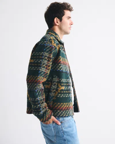 Abercrombie & Fitch Wool-blend Zip Jacket In Green