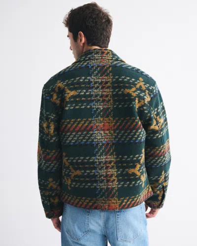 Abercrombie & Fitch Wool-blend Zip Jacket In Green