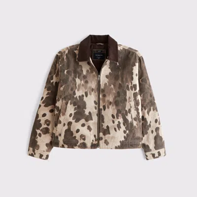 Abercrombie & Fitch Workwear Zip Jacket In Brown