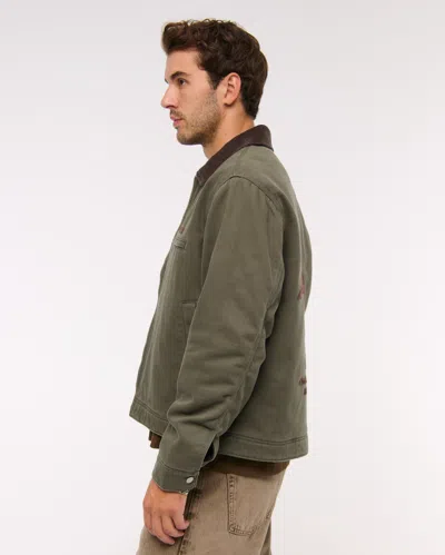 Abercrombie & Fitch Workwear Zip Jacket In Green