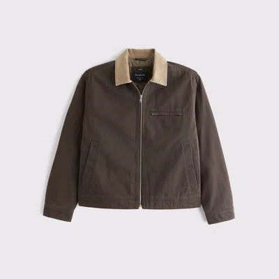 Abercrombie & Fitch Workwear Zip Jacket In Brown