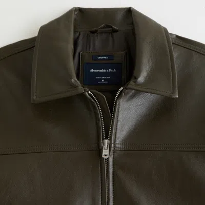 Abercrombie & Fitch Easy Vegan Leather Zip Jacket In Green