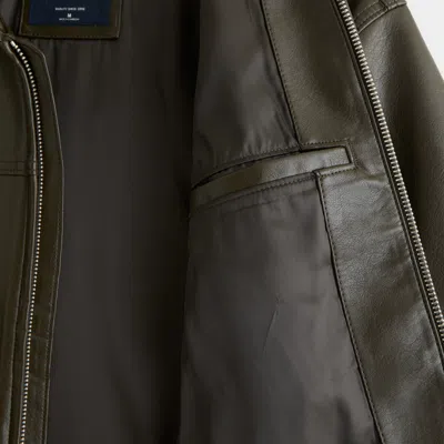 Abercrombie & Fitch Easy Vegan Leather Zip Jacket In Green