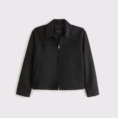 Abercrombie & Fitch Easy Lightweight Vegan Suede Zip Jacket In Black
