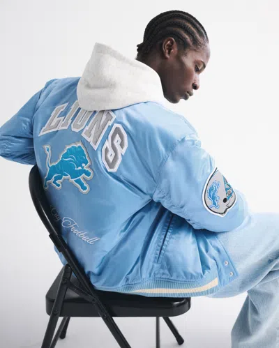 Abercrombie & Fitch Detroit Lions Varsity Bomber Jacket In Blue