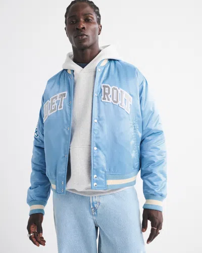 Abercrombie & Fitch Detroit Lions Varsity Bomber Jacket In Blue