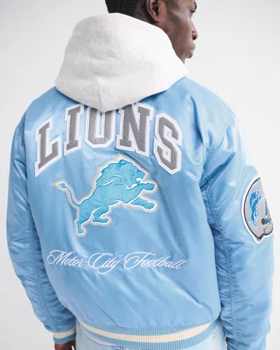 Abercrombie & Fitch Detroit Lions Varsity Bomber Jacket In Blue