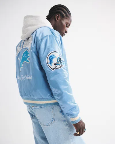 Abercrombie & Fitch Detroit Lions Varsity Bomber Jacket In Blue