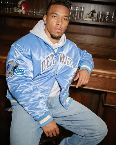 Abercrombie & Fitch Detroit Lions Varsity Bomber Jacket In Blue