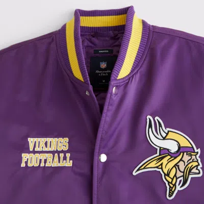 Abercrombie & Fitch Minnesota Vikings Varsity Bomber Jacket In Purple