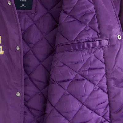 Abercrombie & Fitch Minnesota Vikings Varsity Bomber Jacket In Purple