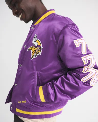 Abercrombie & Fitch Minnesota Vikings Varsity Bomber Jacket In Purple