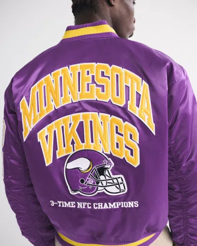 Abercrombie & Fitch Minnesota Vikings Varsity Bomber Jacket In Purple
