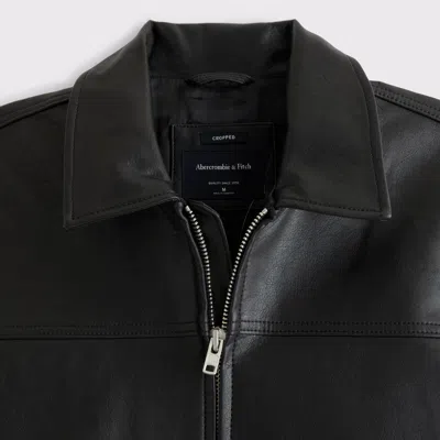 Abercrombie & Fitch Vegan Leather Zip Jacket In Black