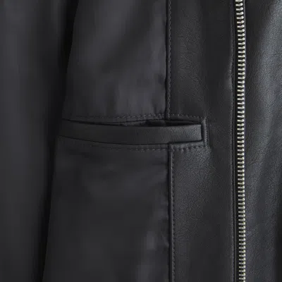 Abercrombie & Fitch Vegan Leather Zip Jacket In Black