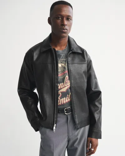 Abercrombie & Fitch Vegan Leather Zip Jacket In Black