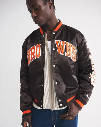Abercrombie & Fitch Cleveland Browns Varsity Bomber Jacket In Brown