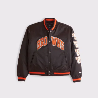 Abercrombie & Fitch Cleveland Browns Varsity Bomber Jacket In Brown