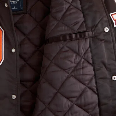 Abercrombie & Fitch Cleveland Browns Varsity Bomber Jacket In Brown
