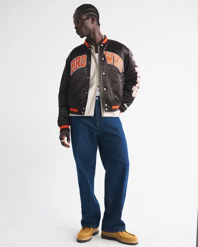Abercrombie & Fitch Cleveland Browns Varsity Bomber Jacket In Brown