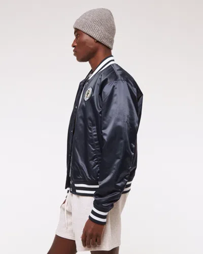 Abercrombie & Fitch Vol. 28 Danzy Satin Varsity Bomber In Purple