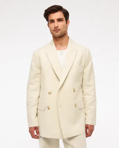 Abercrombie & Fitch The A&f Collins Double-breasted Cotton-texture Blazer In Neutral