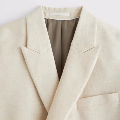 Abercrombie & Fitch The A&f Collins Double-breasted Cotton-texture Blazer In Neutral
