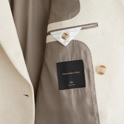 Abercrombie & Fitch The A&f Collins Double-breasted Cotton-texture Blazer In Neutral